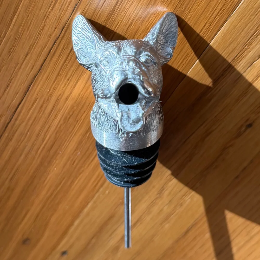 Silver Frenchie Dog Bottle Stopper/Aerator NIB - Picture 5 of 5